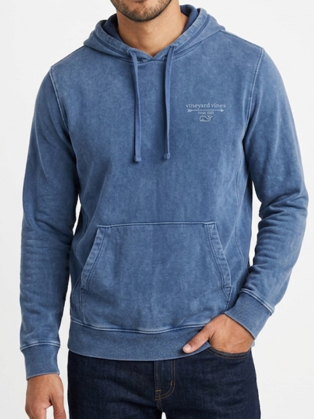 Vineyard Vines Men's Blue Hooded Pullover Sweatshirt with Drawstrings Size Small